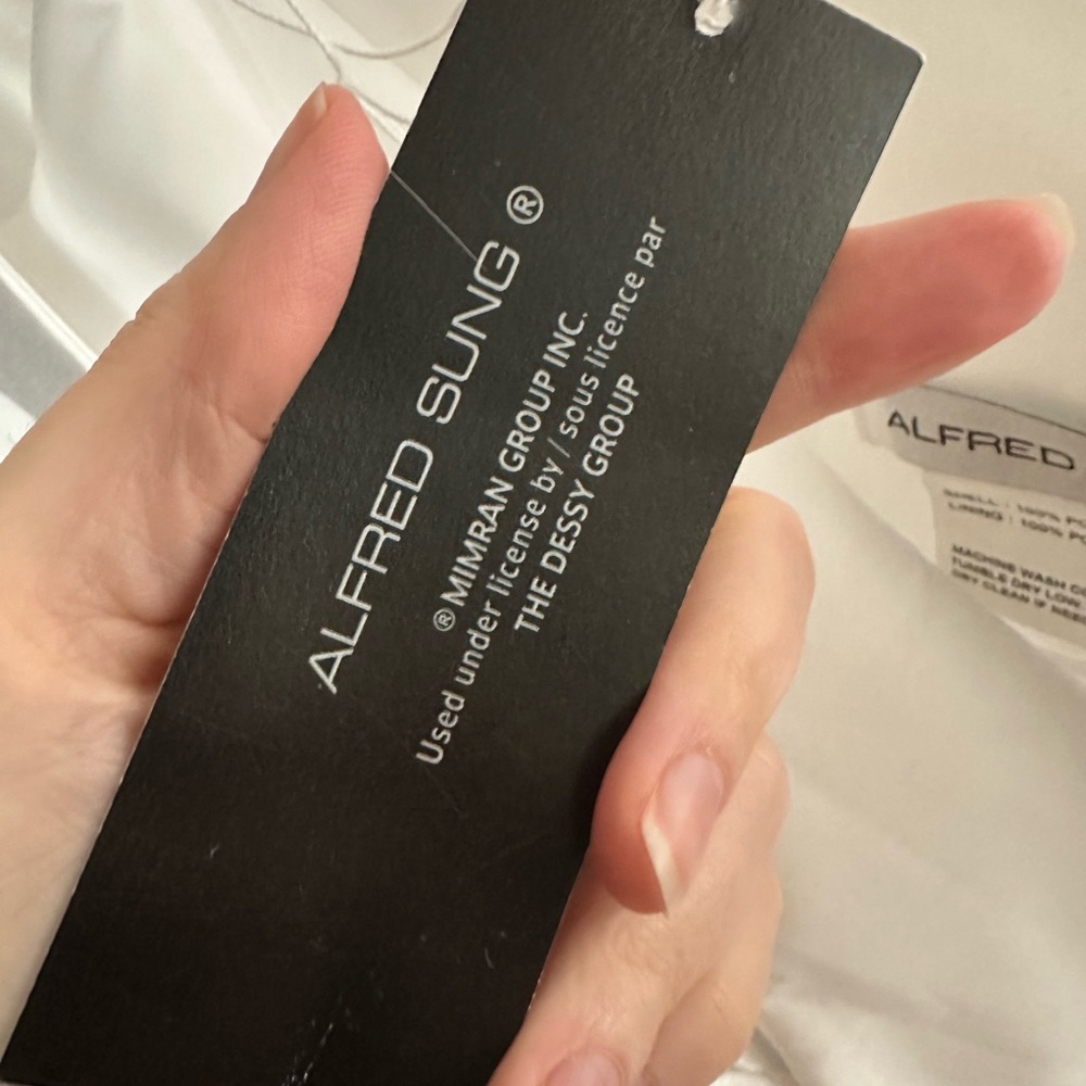 ALFRED SUNG White Bow Back Satin Twill Scoop Neck Corset Dress - Picture 4 of 6